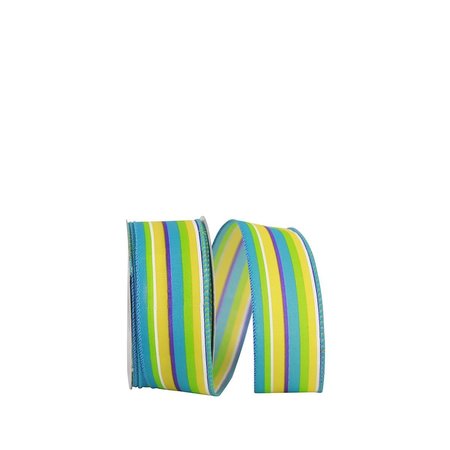 RELIANT RIBBON 10.5 in. 20 Yards Stripes Bright Combo Wired Edge Ribbon, Comb. 3 93396W-C03-09H